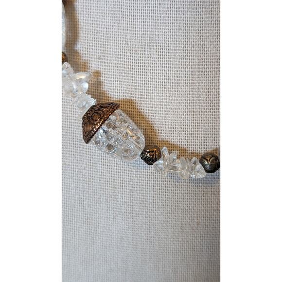 Vintage Rock Quartz Chip Acorn Bead 16" Necklace W/ Barrel Clasp - Picture 3 of 6